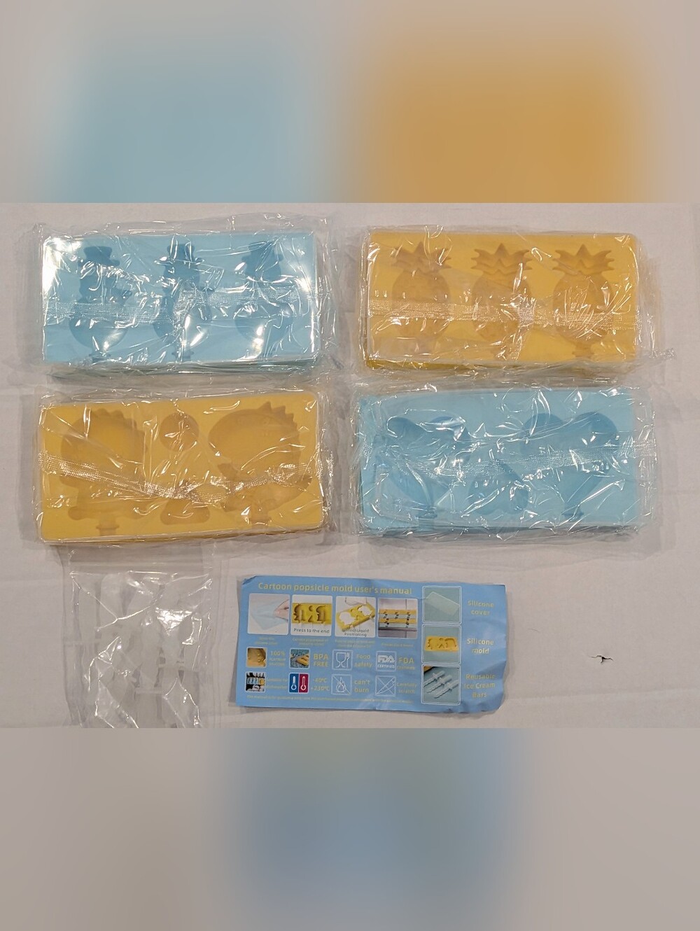 Cartoon Popsicle Molds - 4 Pack, Food-Grade Silicone Ice Pop